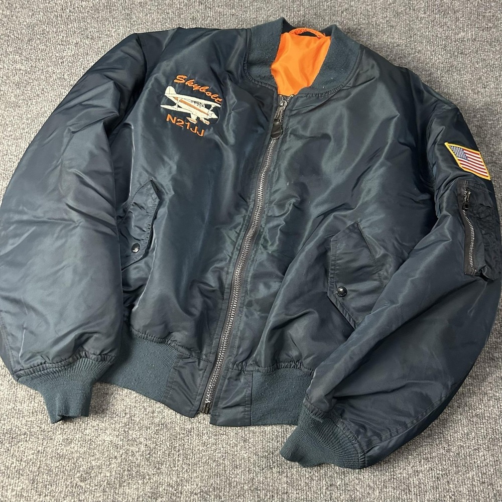 Vintage Schott Jacket Mens 2XL Blue MA-1 Bomber Reversible USA Skybolt Flight